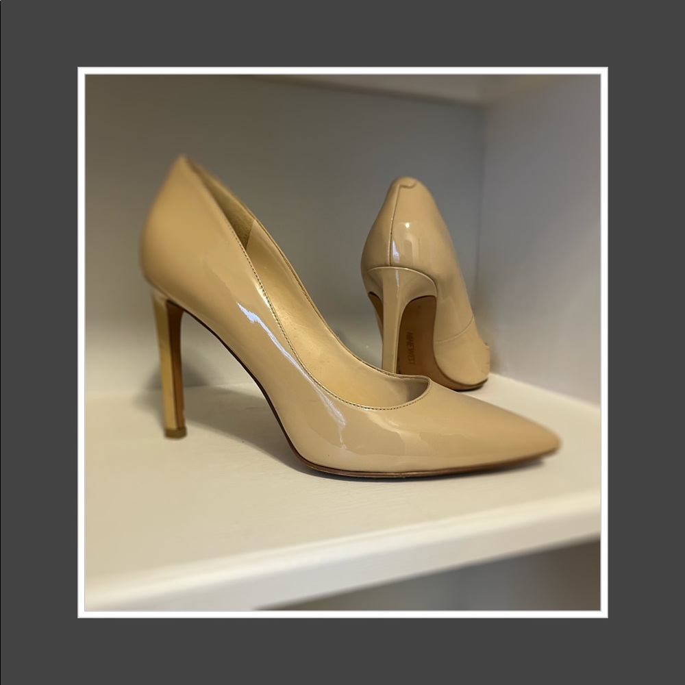 Nine West tan high heels.